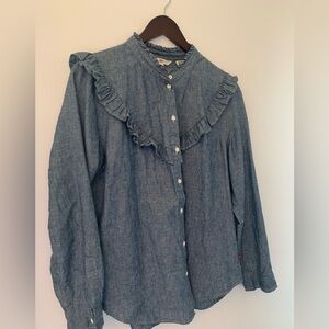 Levi’s ruffled chambray blouse